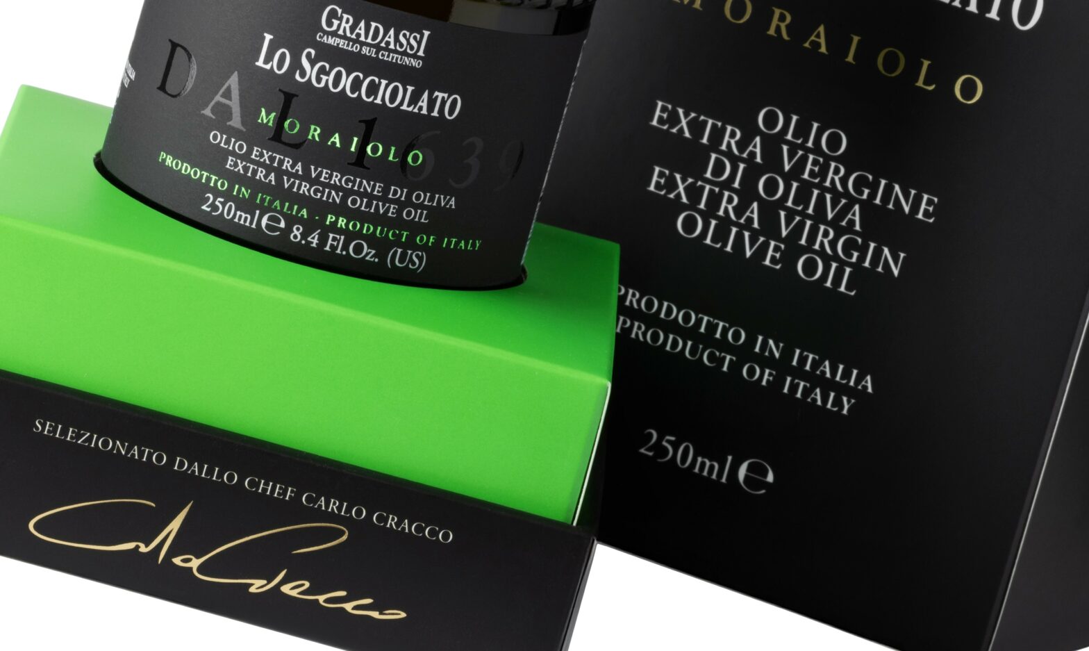 Gradassi Lo Sgocciolato olio extra vergine di oliva moraiolo 250 ml con astuccio by Carlo Cracco