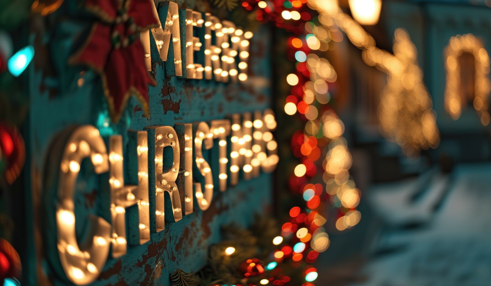Image of lighted Merry Christamas sign