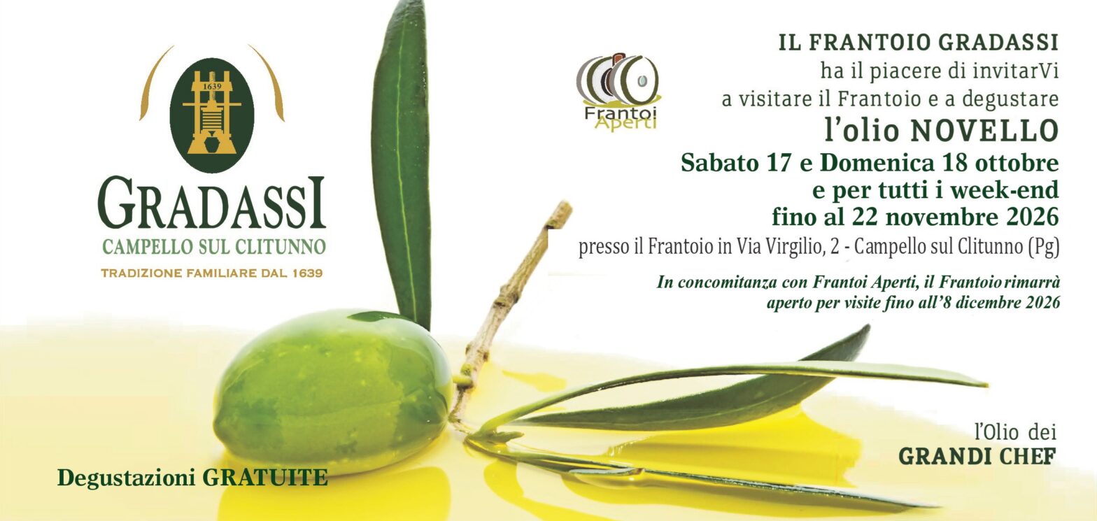 Invitation to Frantoi Aperti at the Gradassi olive mill in Umbria